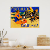 Venice Beach California Retro Beach 1920er Poster (Küche)