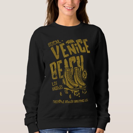 Venice Beach California Retro Roller Skate Distres Sweatshirt (Vorderseite)