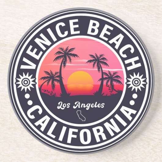 Venice Beach California Retro Sunset Souvenirs 60e Getränkeuntersetzer (Vorne)