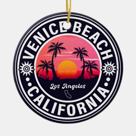 Venice Beach California Retro Sunset Souvenirs 60e Keramik Ornament (Vorne)