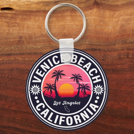 Venice Beach California Retro Sunset Souvenirs 60e Schlüsselanhänger (Vorderseite)