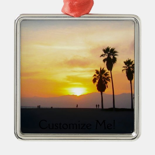 Venice Beach California Silbernes Ornament (Vorne)