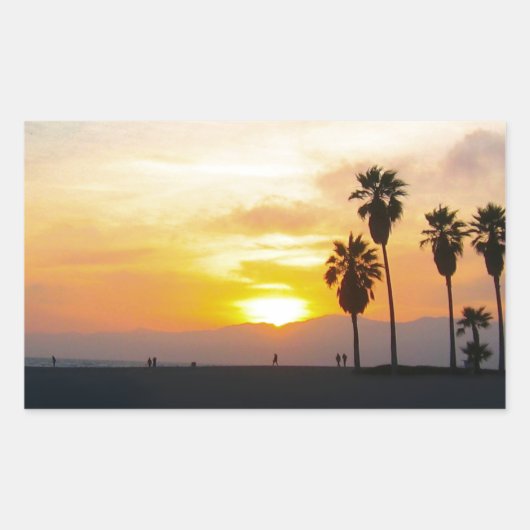 Venice Beach California Sunset Rechteckiger Aufkleber (Vorderseite)