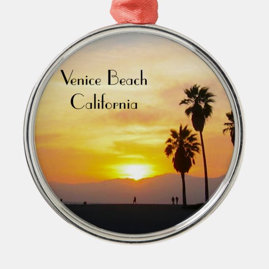 Venice Beach California Sunset Souvenir Ornament Aus Metall (Vorne)