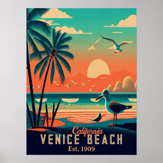 Venice Beach California Sunset Souvenirs der 50er  Poster (Vorne)