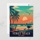 Venice Beach California Sunset Souvenirs der 50er Postkarte (Vorne/Hinten)