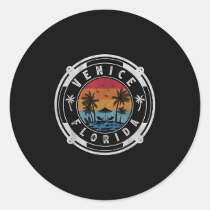 Venice Beach Florida Sommerurlaub Vintage Sonnenun Runder Aufkleber