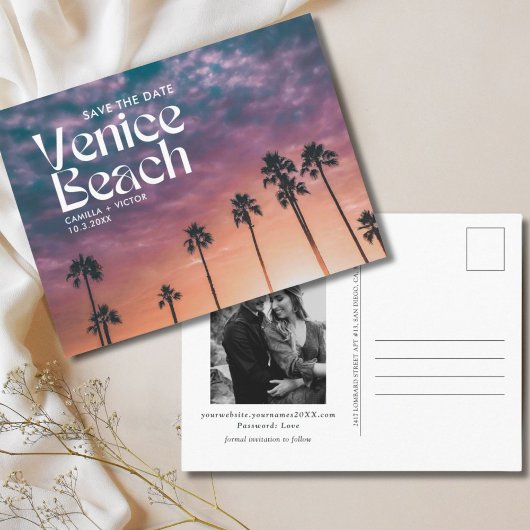 Venice Beach Hochzeit Save the Date Postkarte