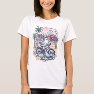 Venice Beach Kalifornien Fahrradfahren Süßer Pelik T-Shirt