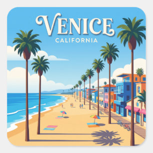 Venice Beach Kalifornien Quadratischer Aufkleber