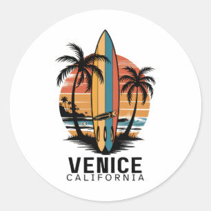 Venice Beach Kalifornien Surfen Surfer Runder Aufkleber