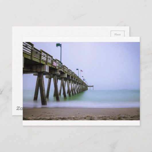 Venice Beach Pier am Foggy Day Postkarte (Vorne/Hinten)