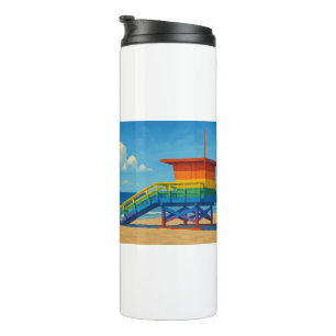 Venice Beach Regenbogen-Rettungswachturm Thermosbecher