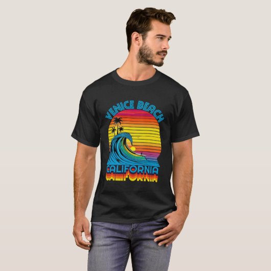 Venice Beach Retro Throwback Surf & Beach Souvenir T-Shirt (Vorne ganz)