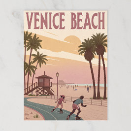 Venice Beach Skater in Retro Postkarte