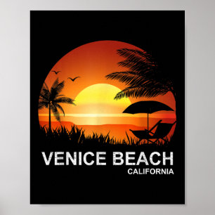 Venice Beach Sommer-Shirt Vintage Palme Kalifornie Poster