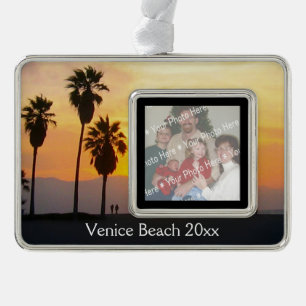 Venice Beach Sunset Family Foto Ornament Rahmen-Ornament Silber
