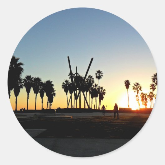 Venice Beach Sunset Runder Aufkleber (Vorderseite)