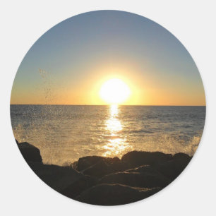 Venice Beach Sunset Runder Aufkleber