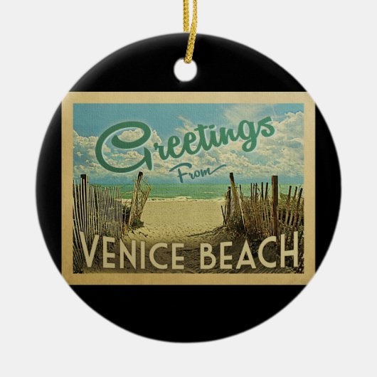 Venice Beach Vintage Reise Keramik Ornament (Vorne)