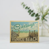 Venice Beach Vintage Reise Postkarte (Stehend Vorderseite)