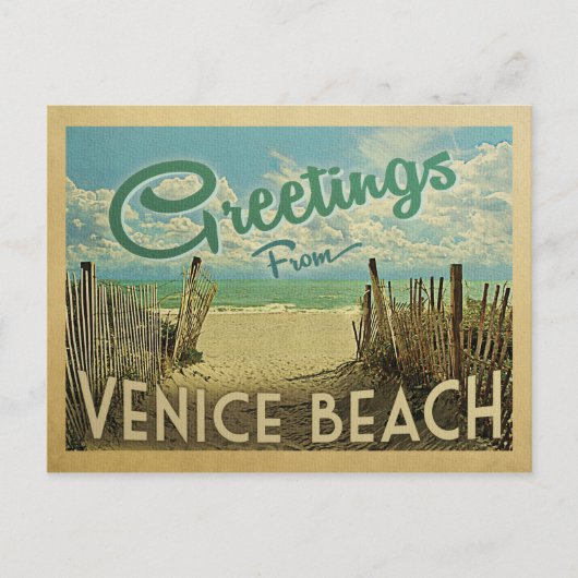 Venice Beach Vintage Reise Postkarte (Vorderseite)