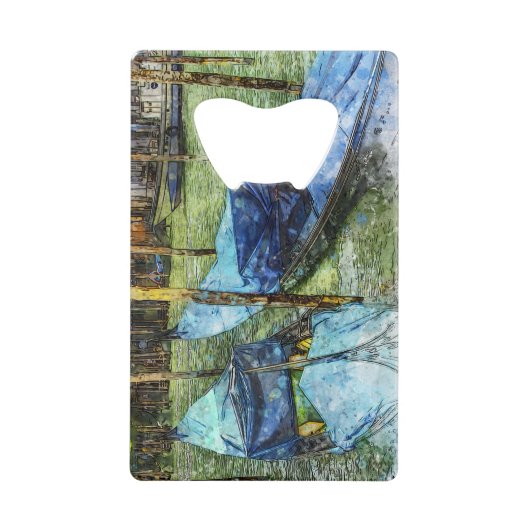 Venice Blue Gondolas Painting Geldbeutel Flaschenöffner (Vorderseite)