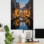 Venice Canal Bridge bei Dämmerung Poster (Heimbüro)