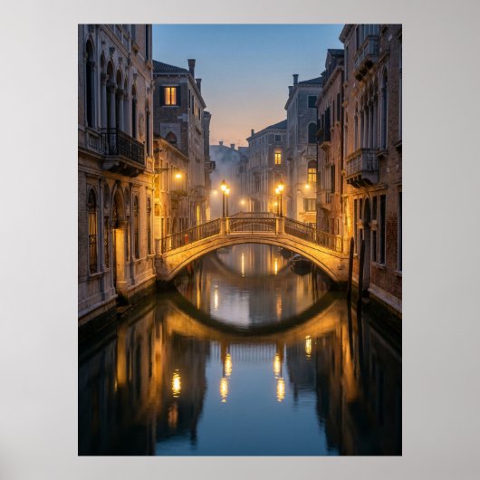 Venice Canal Bridge bei Dämmerung Poster (Vorne)