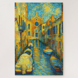 Venice Canal Starry Night Impressionist Art Puzzle