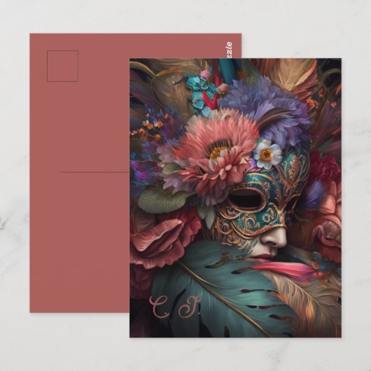 Venice Carnival Florals Postkarte (Vorne/Hinten)