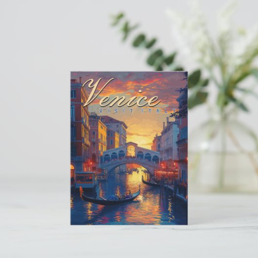 Venice Dream: A Vintage Gondola Postkarte (Stehend Vorderseite)