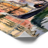Venice Gondola Ride Watercolor Canal Colorful Poster (Ecke)