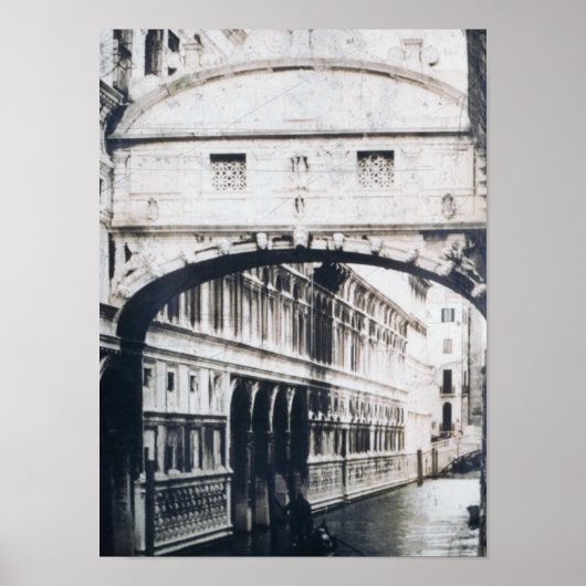 Venice Gondola Romantic Monochrome Poster (Vorne)