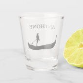 Venice Gondola Silhouette Schwarz Personalisiert Schnapsglas (Rückseite)
