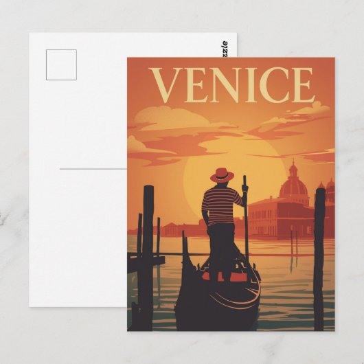 Venice Gondola Sunset Postkarte (Vorne/Hinten)