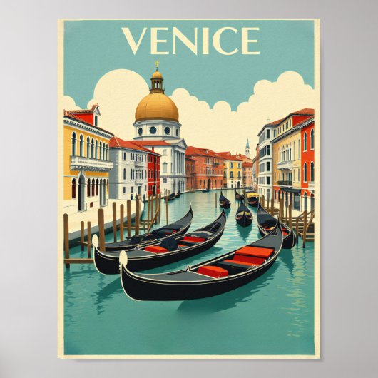 Venice Gondolas - Vintage Travel Poster (Vorne)