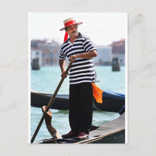 VENICE GONDOLIER MIT SEINEM HUT POSTKARTE (Vorderseite)