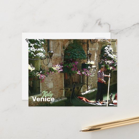 Venice Gondolier Travel Souvenir Postkarte (Vorderseite/Rückseite Beispiel)