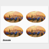 Venice Grand Canal & Gondolas Giro del Malcantone Ovaler Aufkleber (Blatt)