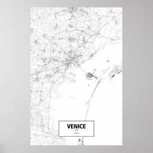 Venice, Italy (black on white) Poster