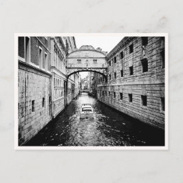 Venice Italy Canal Boat Black & White Postkarte
