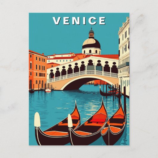 Venice Italy Gondola Canal Vintage Postkarte (Vorderseite)