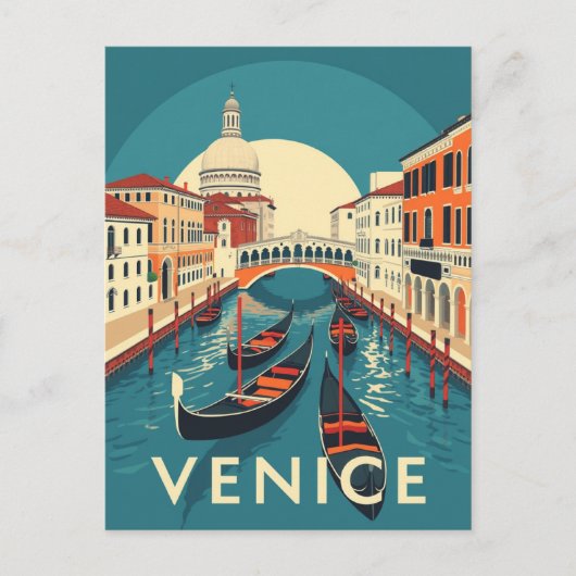 Venice Italy Rialto Bridge Vintage Postkarte (Vorderseite)