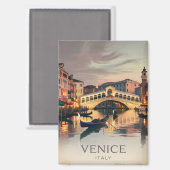 Venice Italy Rialto Bridge Vintage Twilight Rustic Magnet (Vorderseite/Rückseite)