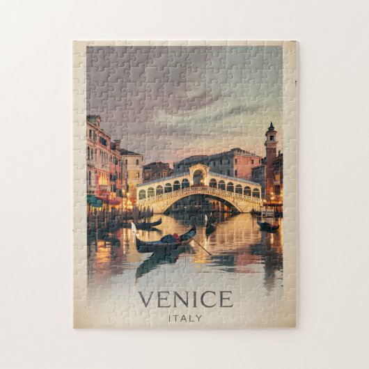 Venice Italy Rialto Bridge Vintage Twilight Rustic Puzzle (Vertikal)