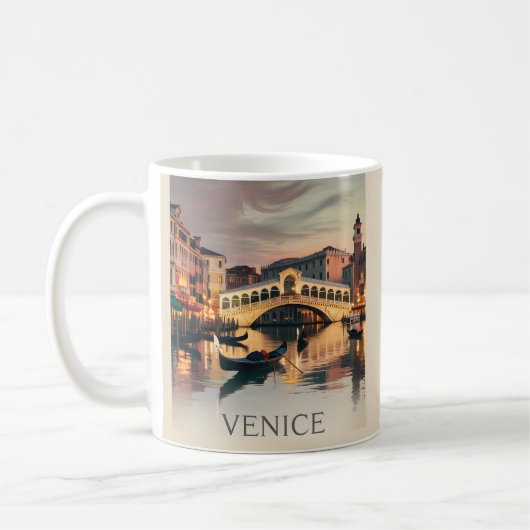 Venice Italy Vacation Canal Bridge Twilight Retro Kaffeetasse (Links)