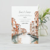 Venice Italy Watercolor Vinatge Wedding Einladung (Stehend Vorderseite)