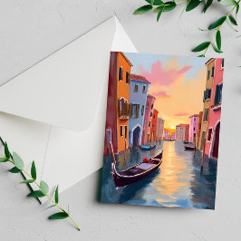 Venice-Kanal-Sonnenuntergang-Gondel-Aquarell-Reise