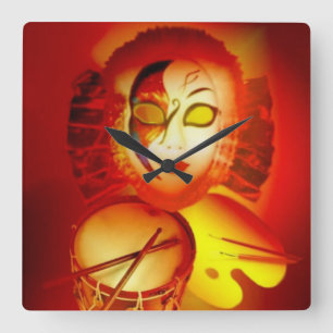 Venice Moon Drummer Wall Clock Quadratische Wanduhr